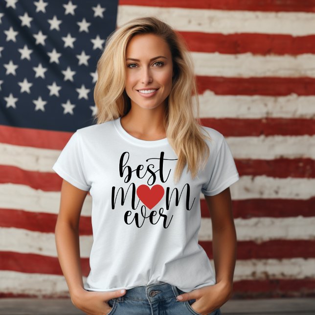 Beste Mama je dekoratives Skript mit Herz T-Shirt (Best Mom Ever Decorative Script with Heart T-Shirt)