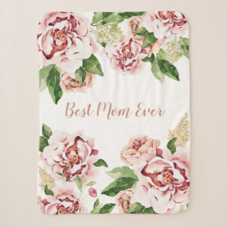 Beste Mama je Dusty Pink Peony Floral Sherpadecke