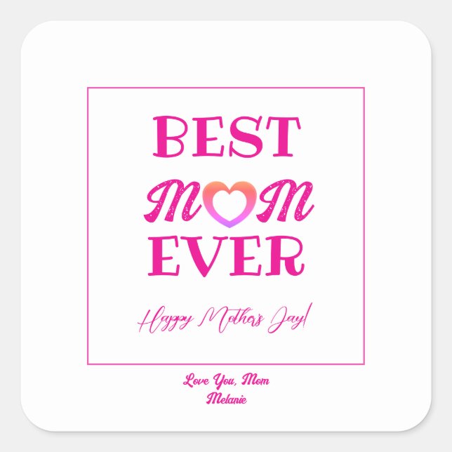 Beste Mama je ein Niedliches Geschenk für eine Ros Quadratischer Aufkleber (Vorderseite)