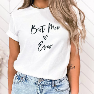 Beste Mama je Einfache Lässige Schrift und Herz T-Shirt