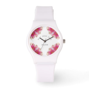 Beste Mama je, elegant Rosa Fuchsienflora Armbanduhr