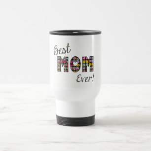 Beste Mama je Elegante Blume BlumenTypografie Reisebecher