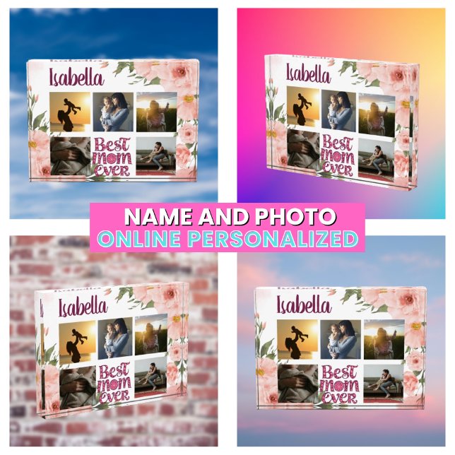 Beste Mama je Elegante Typografie FotoCollage Fotoblock (Best Mom Ever Elegant Typography Photo Collage)