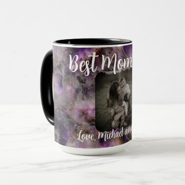 Beste Mama je eleganter lila Quarzmarmor Tasse (Vorderseite Links)
