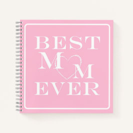 "Beste Mama je" Elegantes, Niedliches Weißes Herz  Notizbuch