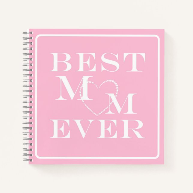 "Beste Mama je" Elegantes, Niedliches Weißes Herz  Notizbuch (Vorderseite)