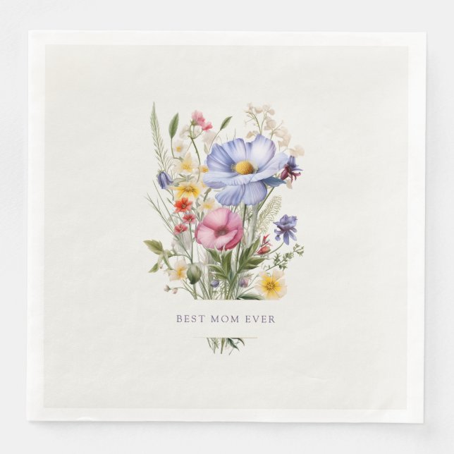 Beste Mama je English Garden Bouquet Muttertag Serviette (Vorderseite)