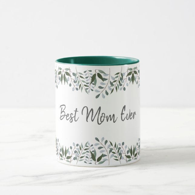 Beste Mama je Eukalyptus Grünpflanzen Tasse (Zentrum)