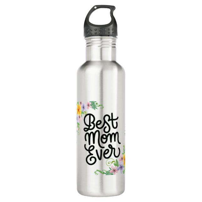 Beste Mama je farbenfroh Edelstahlflasche (Vorderseite)