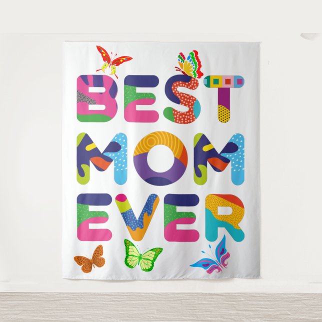 Beste Mama je farbenfroh Wandteppich (Vorderseite)