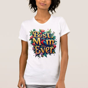 Beste Mama je - Farbenfrohe Blumen & Vögel Mutter T-Shirt