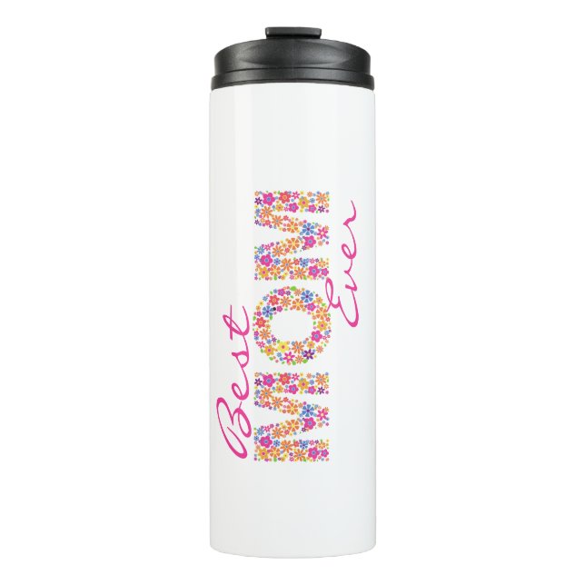 Beste Mama je farbenfrohe florale Wärmeleiter Thermosbecher (Vorderseite)