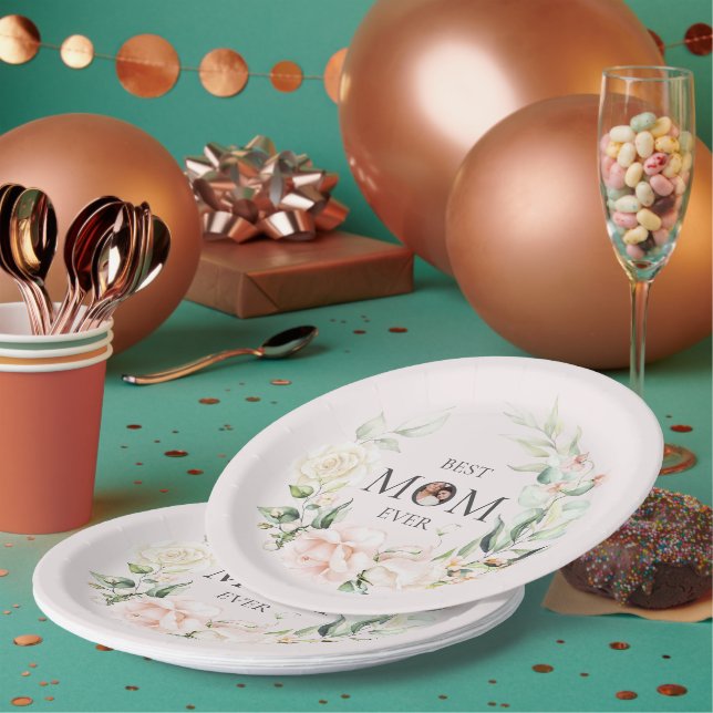 Beste Mama je farbenfroher Blumenstrauß 2 Pappteller (Multi)