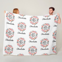 Beste Mama je | Floral Wreath | Niedlicher Muttert Fleecedecke