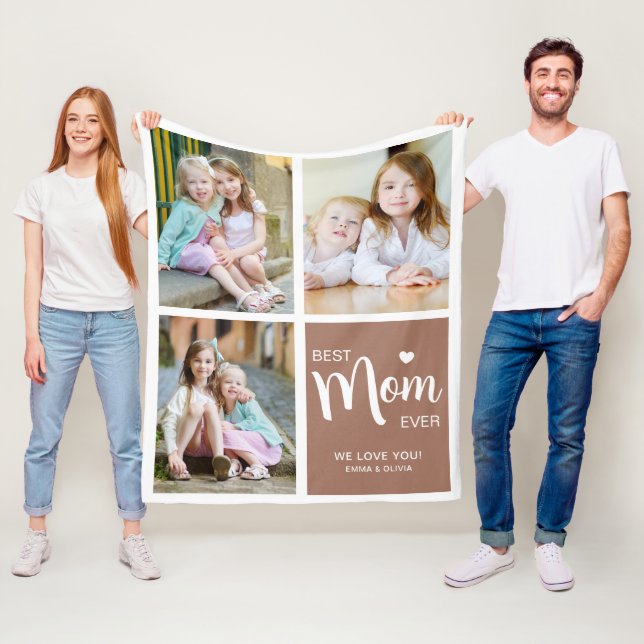 Beste Mama je Foto Collage Brown Fleecedecke (Beispiel)