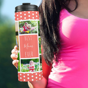Beste Mama je Foto Collage Korallen und Weiß Thermosbecher
