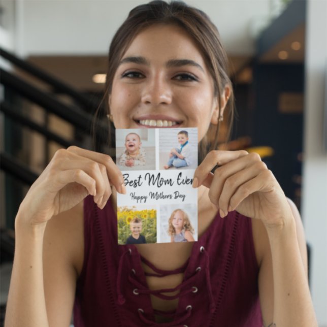 Beste Mama je Foto Collage Mutter Tageskarte Einladung (Von Creator hochgeladen)