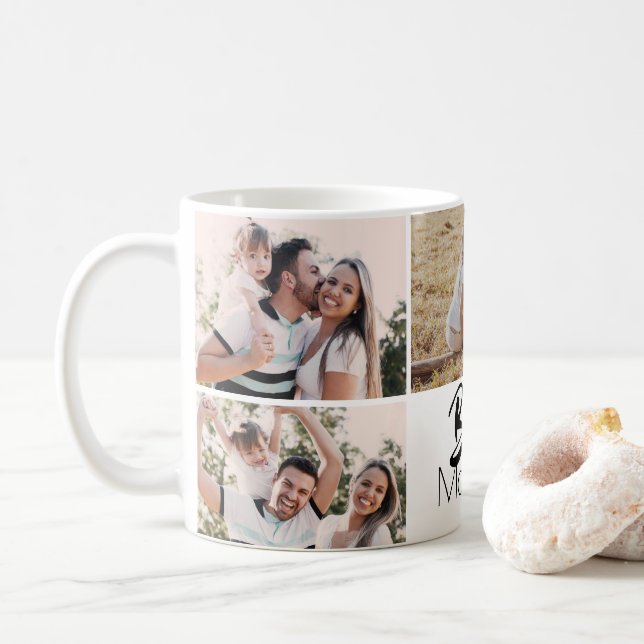 Beste Mama je Foto Collage Muttertag Kaffeetasse (Mit Donut)