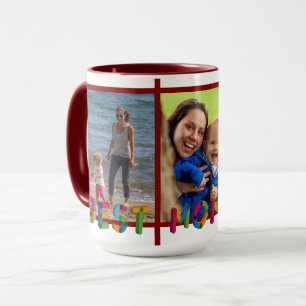 Beste Mama je Foto Collage Personalisiert Burgund Tasse