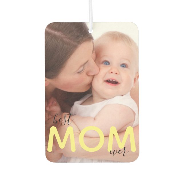 Beste Mama je Foto Mutter und Kind Modernes Skript Autolufterfrischer (Vorderseite)