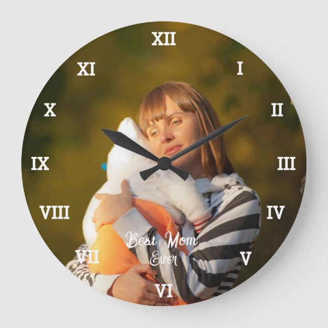 Beste Mama je Fotomaterial erstellen Große Wanduhr (Vorderseite)