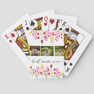 Beste Mama je Fotomaterial Floral Custom Gift Spielkarten