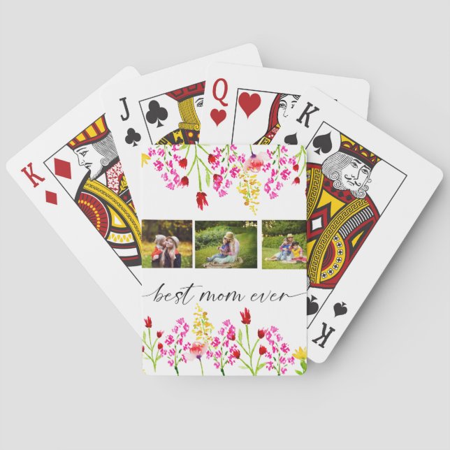 Beste Mama je Fotomaterial Floral Custom Gift Spielkarten (Rückseite)