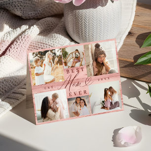 Beste Mama je Fotomaterial Rosa Holzkörner Karte
