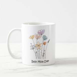 Beste Mama je Frühlingsblütenskizze Kaffeemaschine Kaffeetasse