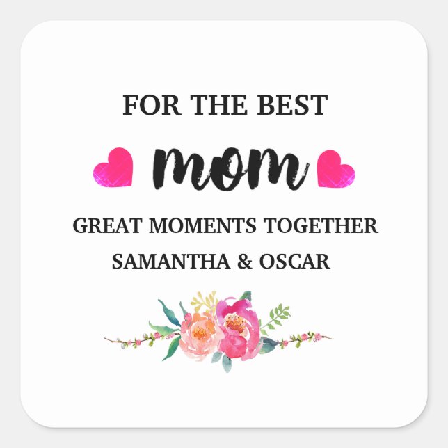 Beste Mama je | Geschenk für Blumenkerzen Quadratischer Aufkleber (Vorderseite)