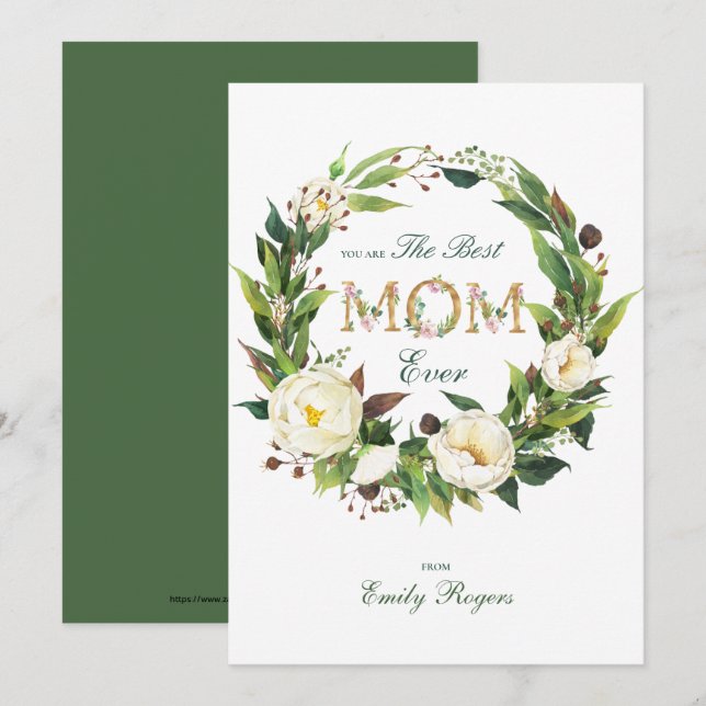 Beste Mama je Gold Blumenschrift Save The Date (Vorne/Hinten)