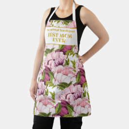 Beste Mama je Goldname Rosa Pénées Floral Schürze