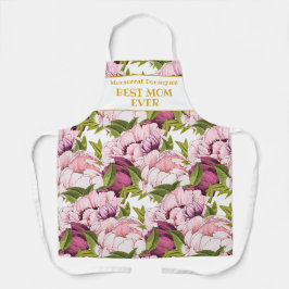 Beste Mama je Goldname Rosa Pénées Floral Schürze