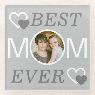 Beste Mama je Grau Personalisiert Mütter Tag Foto Glasuntersetzer