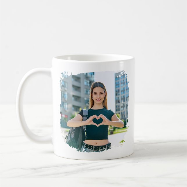 Beste Mama je Grunge Border Foto Kaffeetasse (Links)