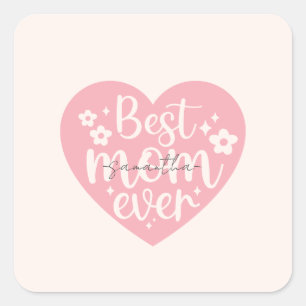 Beste Mama je Herz Quadratischer Aufkleber