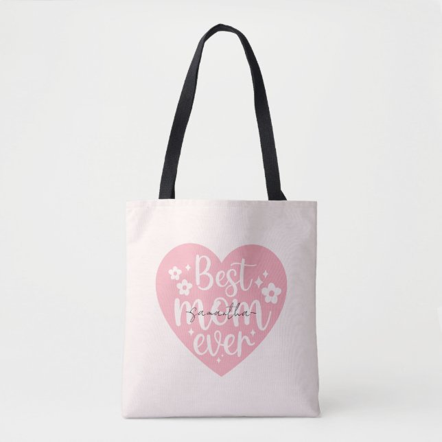 Beste Mama je - Herz Tasche (Vorderseite)
