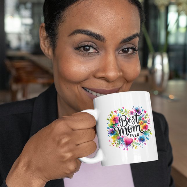 Beste Mama je Herz und Blume Kaffeetasse (Von Creator hochgeladen)