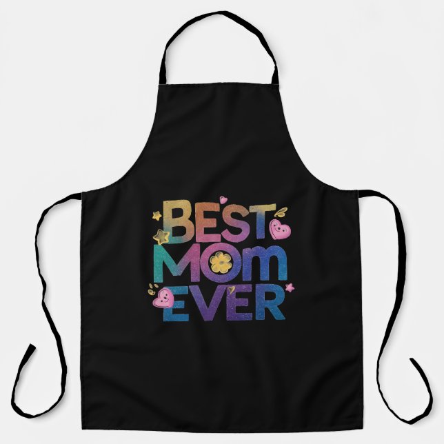 Beste Mama je Herz und Blume Schürze (Vorderseite)