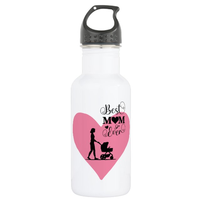 "Beste Mama je - Herzliche Momente" Edelstahlflasche (Vorderseite)