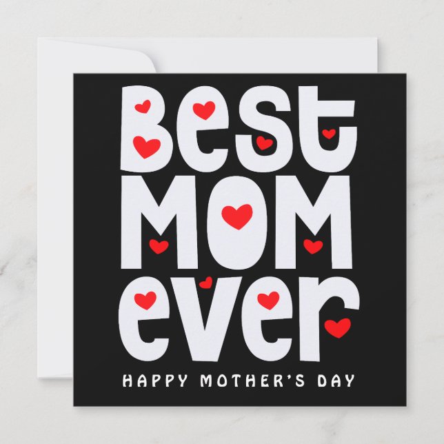 Beste Mama je Herzmütter Tag Schwarz Weiß Karte (Vorderseite)