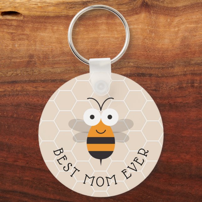 Beste Mama je Honey Bee Honeycomb Schlüsselanhänge Schlüsselanhänger (Vorderseite)