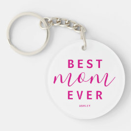 Beste Mama je Hot Pink Script Foto Muttertag Schlüsselanhänger
