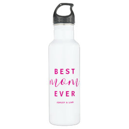 Beste Mama je Hot Pink Script Muttertag Edelstahlflasche