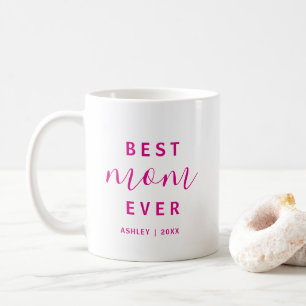 Beste Mama je Hot Pink Script Muttertagsgeschenk Kaffeetasse