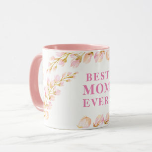 BESTE MAMA JE hübsches Aquarellfarben, florenrosa Tasse