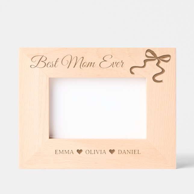 Beste Mama je Individuelle Name bugen Holzrahmen Geätzte Rahmen (Vorderseite)