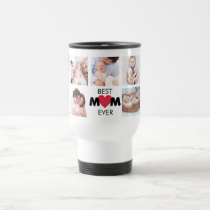 Beste Mama je individuelles Foto Collage Herz Reisebecher