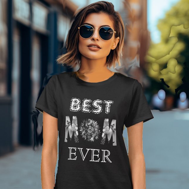 Beste Mama je Kalligrafie Sonnentag Muttertag T-Shirt (Best Mom Ever Calligraphy Sunflower Mother's Day T-Shirt)