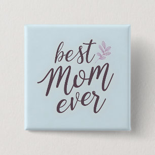 Beste Mama je - Kalligraphie auf Sky Blue Button